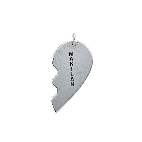 Vintage Sterling Silver 925 Half Heart "Makilan" Pendant - Picture 1 of 4